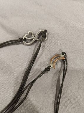 Infinity Heart and Crescent Cord Bracelet Set in Black
